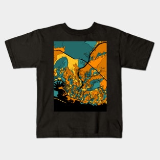 Genoa Map Pattern in Orange & Teal Kids T-Shirt